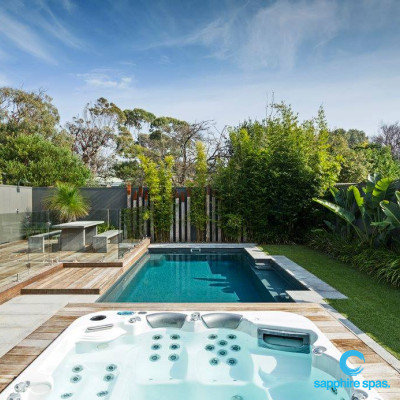 Backyard spa & swimming pool installation by Gordon Ave Pools & Spas Geelong