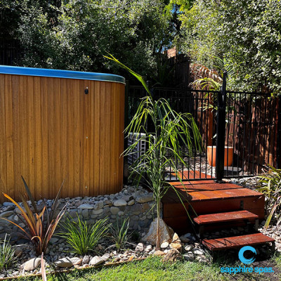 myWorkout swim spa - due to the height of the cabinet only a small section of pool fencing is needed to enclose the entry steps and heat pump are me thanks to the team @ mySpaPakenham