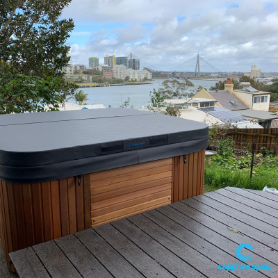 myObsessionPREMIUM spa pool installation in Balmain Sydney with a view of the Anzac Bridge thanks to the team @ mySpaSydney