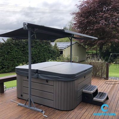 mySpaSHADE pergola coastal grey cabinet & slate grey hardcover