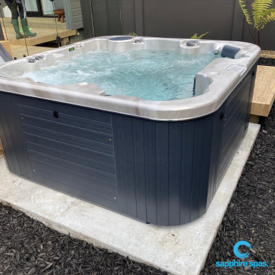 myTemptationPREMIUM in silverwhite interior with grey duratek maintenance free cabinet thanks to the team @ Swimming Pool Shop NZ