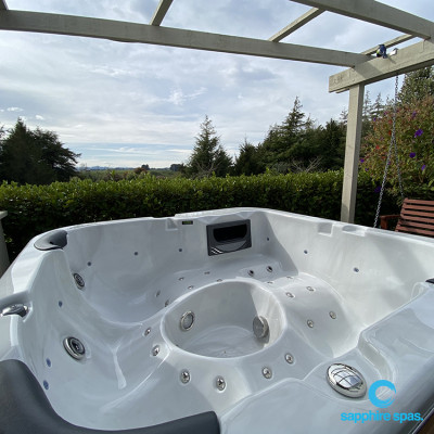 myOasis spa pool under a pergola thanks to the team @ mySpaManawatu & The Pool Clinic Wanganui NZ