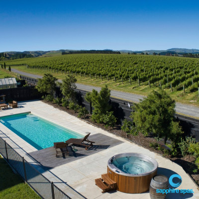 Hot Tub delivered and photo by drone in NZ by Wrights Wairarapa local winery