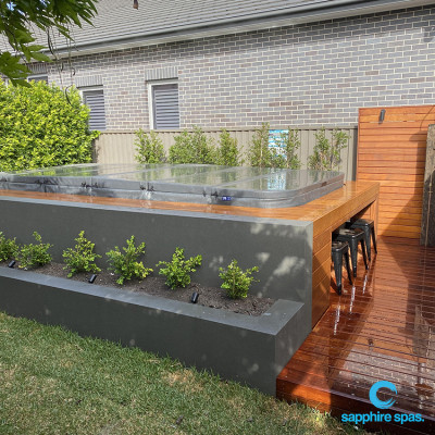 Swim spa built into a deck thanks to the team @mySpaSYDNEY